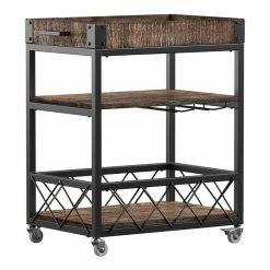 Budget π INSPIRE Q Wood Bar Cart With Wine Inserts & Removable Tray Top In Brown/Black β