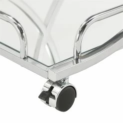 Deals 🎁 INSPIRE Q Modern Curving Metal Frame & Glass Bar Cart In Chrome 👍 -Guest Chairs Sales 2550613 9 L
