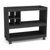 New 🛒 Boahaus Swansea 4-Rack Modern Wood Bar Cart With Lockable Casters In Black 🤩