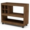 Discount ❤️ Boahaus Swansea 4-Rack Modern Wood Bar Cart With Lockable Casters In Dark Brown 😍