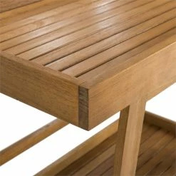 Best Sale 🛒 Safavieh Renzo Eucalyptus Wood Indoor/Outdoor Bar Cart In Teak Natural 🔔 -Guest Chairs Sales 2574111 5 L