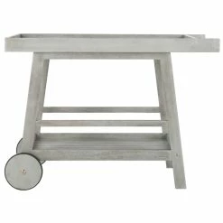 Coupon 🥰 Safavieh Renzo Eucalyptus Wood Indoor/Outdoor Bar Cart In Gray 🧨 -Guest Chairs Sales 2574112 2 L