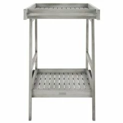 Coupon 🥰 Safavieh Renzo Eucalyptus Wood Indoor/Outdoor Bar Cart In Gray 🧨 -Guest Chairs Sales 2574112 3 L