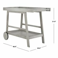 Coupon 🥰 Safavieh Renzo Eucalyptus Wood Indoor/Outdoor Bar Cart In Gray 🧨 -Guest Chairs Sales 2574112 9 L