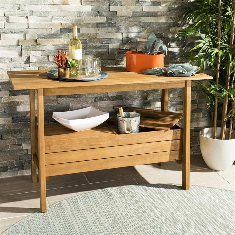 Buy π Safavieh Bertie Eucalyptus Wood Outdoor Tea Trolley In Teak Natural π 2 Buy π Safavieh Bertie Eucalyptus Wood Outdoor Tea Trolley In Teak Natural π - Image 2