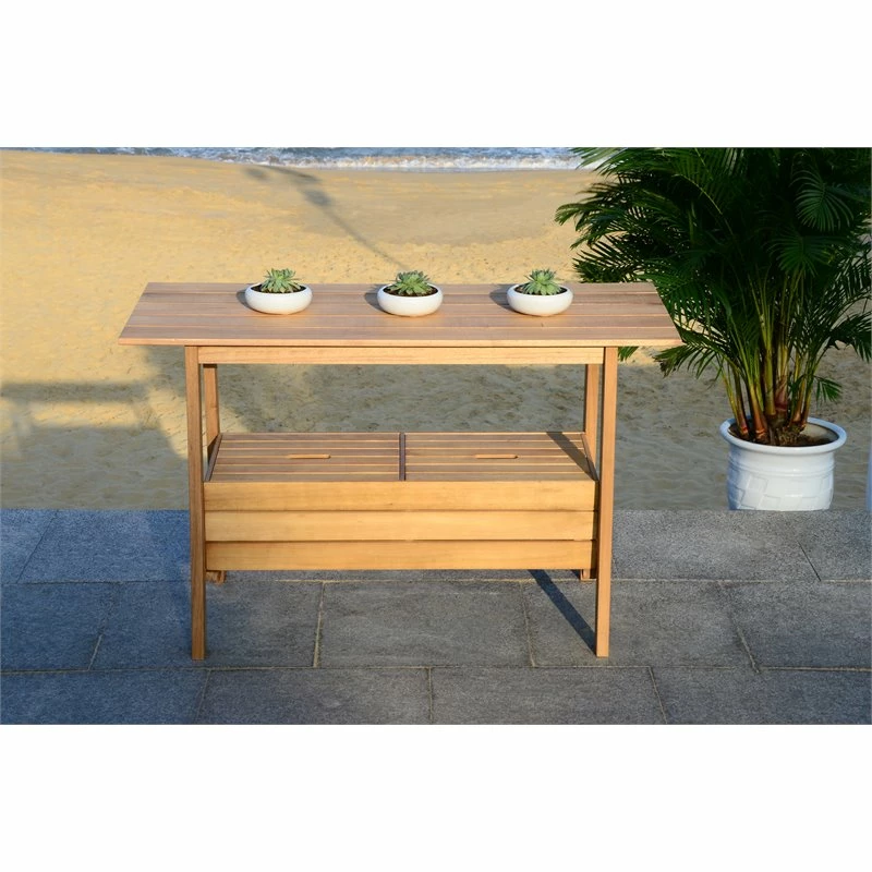 Buy π Safavieh Bertie Eucalyptus Wood Outdoor Tea Trolley In Teak Natural π 3 Buy π Safavieh Bertie Eucalyptus Wood Outdoor Tea Trolley In Teak Natural π - Image 3