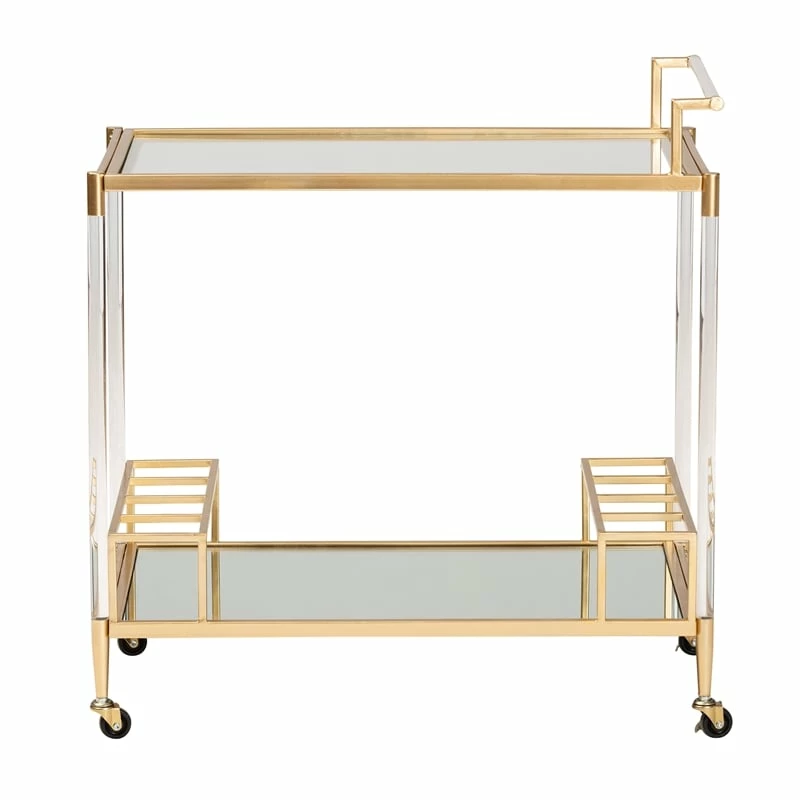 Cheap π₯ Baxton Studio Rosalina Gold Metal And Mirrored Glass Wine Cart π€© 2 Cheap π₯ Baxton Studio Rosalina Gold Metal And Mirrored Glass Wine Cart π€© - Image 2
