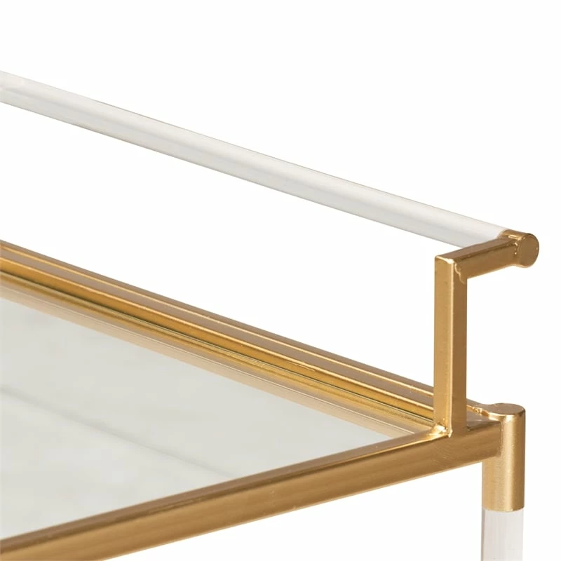 Cheap π₯ Baxton Studio Rosalina Gold Metal And Mirrored Glass Wine Cart π€© 4 Cheap π₯ Baxton Studio Rosalina Gold Metal And Mirrored Glass Wine Cart π€© - Image 4