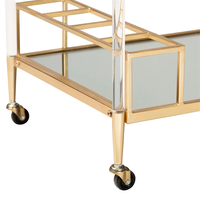 Cheap π₯ Baxton Studio Rosalina Gold Metal And Mirrored Glass Wine Cart π€© 5 Cheap π₯ Baxton Studio Rosalina Gold Metal And Mirrored Glass Wine Cart π€© - Image 5