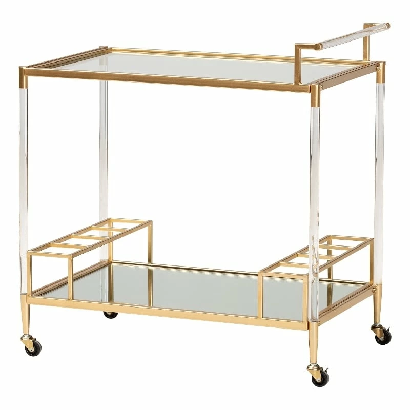 Cheap π₯ Baxton Studio Rosalina Gold Metal And Mirrored Glass Wine Cart π€© 1 Cheap π₯ Baxton Studio Rosalina Gold Metal And Mirrored Glass Wine Cart π€©