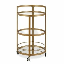 Cheapest π Maklaine Contemporary 21" Glam Mirrored Glass Round Bar Cart In Brass Finish π―