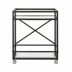 Budget 😀 Maklaine Contemporary 36" X-Accent Metal Bar Cart In Black/Bronze 🛒 -Guest Chairs Sales 2575393 3 L