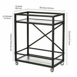 Budget 😀 Maklaine Contemporary 36" X-Accent Metal Bar Cart In Black/Bronze 🛒 -Guest Chairs Sales 2575393 5 L