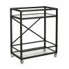 Budget 😀 Maklaine Contemporary 36" X-Accent Metal Bar Cart In Black/Bronze 🛒