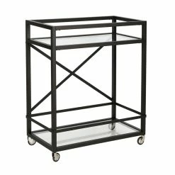 Budget π Maklaine Contemporary 36" X-Accent Metal Bar Cart In Black/Bronze π