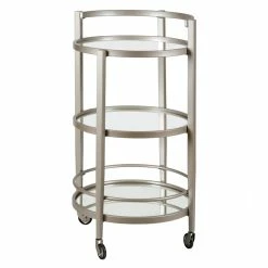 Flash Sale π Maklaine Contemporary 21" Glam Mirrored Glass Round Bar Cart In Nickel Finish π₯° 8 Flash Sale π Maklaine Contemporary 21" Glam Mirrored Glass Round Bar Cart In Nickel Finish π₯° -Guest Chairs Sales 2575418 4 L