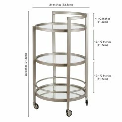 Flash Sale π Maklaine Contemporary 21" Glam Mirrored Glass Round Bar Cart In Nickel Finish π₯° 10 Flash Sale π Maklaine Contemporary 21" Glam Mirrored Glass Round Bar Cart In Nickel Finish π₯° -Guest Chairs Sales 2575418 6 L