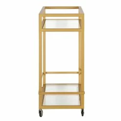 Discount 🥰 Maklaine Contemporary 36" X-Accent Metal Bar Cart In Brass Finish 👍 -Guest Chairs Sales 2575419 3 L