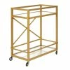 Discount 🥰 Maklaine Contemporary 36" X-Accent Metal Bar Cart In Brass Finish 👍
