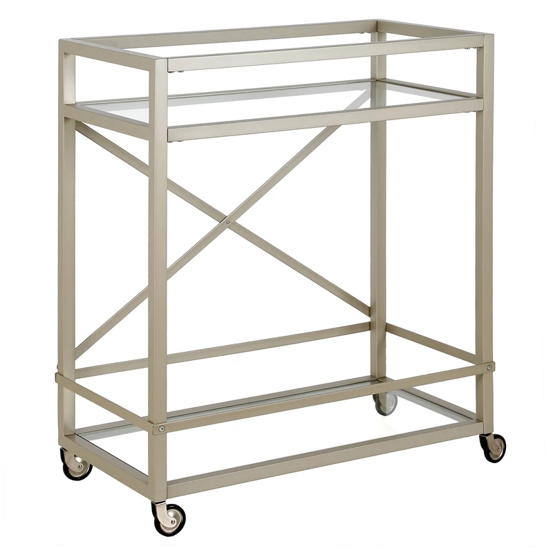 Best Pirce ๐ Maklaine Contemporary 30" Metal Bar Cart In Satin Nickel ๐ 1 Best Pirce ๐ Maklaine Contemporary 30" Metal Bar Cart In Satin Nickel ๐