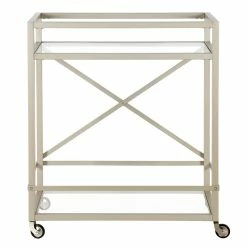 Best Pirce ๐ Maklaine Contemporary 30" Metal Bar Cart In Satin Nickel ๐ 11 Best Pirce ๐ Maklaine Contemporary 30" Metal Bar Cart In Satin Nickel ๐ -Guest Chairs Sales 2575469 4 L