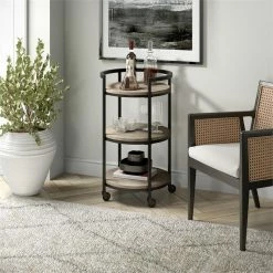 Flash Sale 💯 Maklaine Contemporary 21" Steel Bar Cart In Gray 😉 -Guest Chairs Sales 2575551 2 L