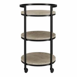 Flash Sale 💯 Maklaine Contemporary 21" Steel Bar Cart In Gray 😉 -Guest Chairs Sales 2575551 6 L