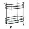Deals ✔️ Allora Modern Metal Bar Cart With 2 Tempered Glass Shelves In Matte Black 🤩