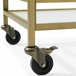 Cheap 🥰 Bowery Hill 2 Tier Glass Top Bar Cart In Antique Gold Finish 🥰 -Guest Chairs Sales 2576059 6 L