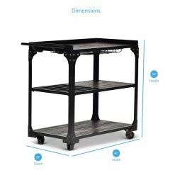 Budget 💯 Bowery Hill Transitional Bar Cart In Tobacco Brown And Black Frame ⌛ -Guest Chairs Sales 2576802 3 L