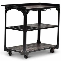Budget π― Bowery Hill Transitional Bar Cart In Tobacco Brown And Black Frame β