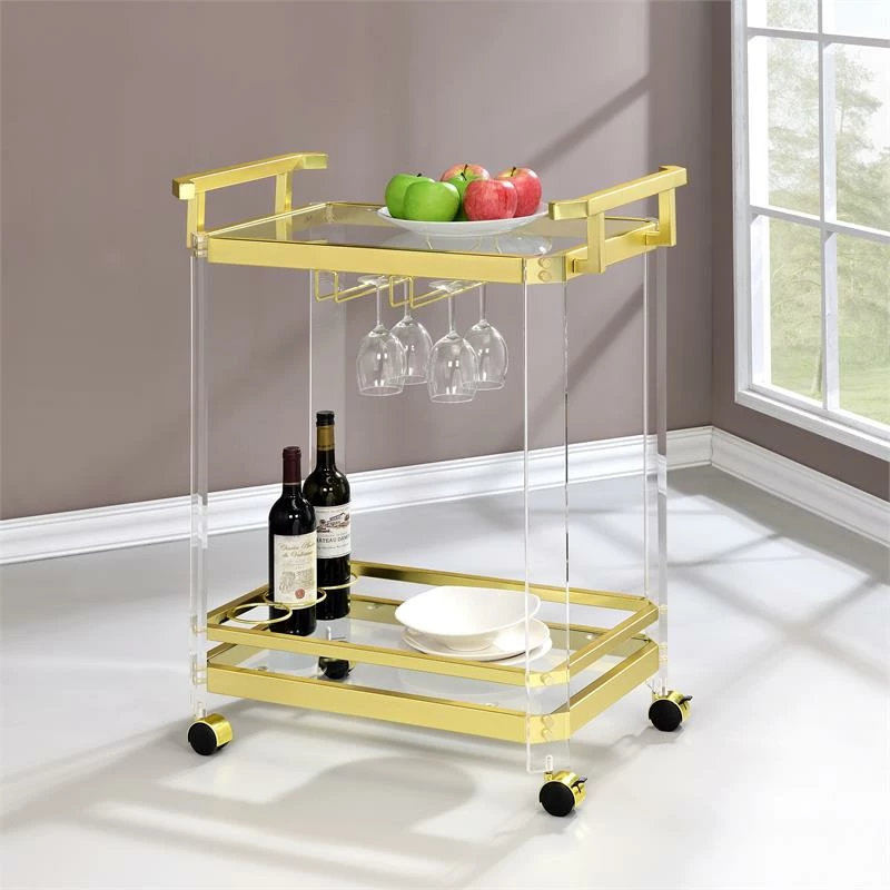 Best Pirce ๐ Bowery Hill Modern Acrylic And Finished Metal Serving Cart In Gold ๐ฏ 2 Best Pirce ๐ Bowery Hill Modern Acrylic And Finished Metal Serving Cart In Gold ๐ฏ - Image 2