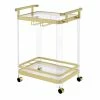 Best Pirce 🛒 Bowery Hill Modern Acrylic And Finished Metal Serving Cart In Gold 💯