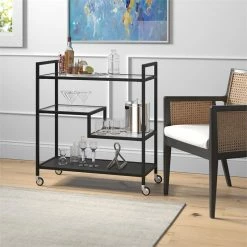 Brand new ✨ Henn&Hart 33" Blackened Bronze Rectangular Bar Cart 😀 -Guest Chairs Sales 2578463 2 L