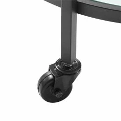 Budget 💯 Bowery Hill Modern Metal Tempered Glass Bar Cart In Matte Black 🧨 -Guest Chairs Sales 2593336 4 L