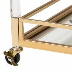 Best Pirce ⌛ Baxton Studio Savannah Glam And Luxe Gold Metal And Glass Wine Cart 🧨 -Guest Chairs Sales 2599715 6 L