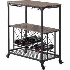 Discount 😍 IN Room Furniture Designs Traditional Metal And Wood Serving Cart In Black 😀 -Guest Chairs Sales 2599961 2 L