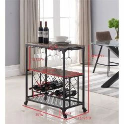 Discount 😍 IN Room Furniture Designs Traditional Metal And Wood Serving Cart In Black 😀 -Guest Chairs Sales 2599961 3 L