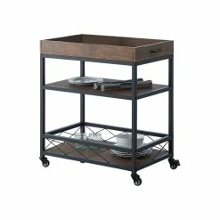 Best Sale ❤️ IN Room Furniture Designs Traditional Metal Serving Cart In Black/Walnut ✔️ 10 Best Sale ❤️ IN Room Furniture Designs Traditional Metal Serving Cart In Black/Walnut ✔️ -Guest Chairs Sales 2599962 2 L