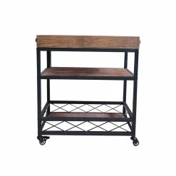 Best Sale ❤️ IN Room Furniture Designs Traditional Metal Serving Cart In Black/Walnut ✔️ 11 Best Sale ❤️ IN Room Furniture Designs Traditional Metal Serving Cart In Black/Walnut ✔️ -Guest Chairs Sales 2599962 3 L