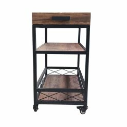Best Sale ❤️ IN Room Furniture Designs Traditional Metal Serving Cart In Black/Walnut ✔️ 12 Best Sale ❤️ IN Room Furniture Designs Traditional Metal Serving Cart In Black/Walnut ✔️ -Guest Chairs Sales 2599962 4 L