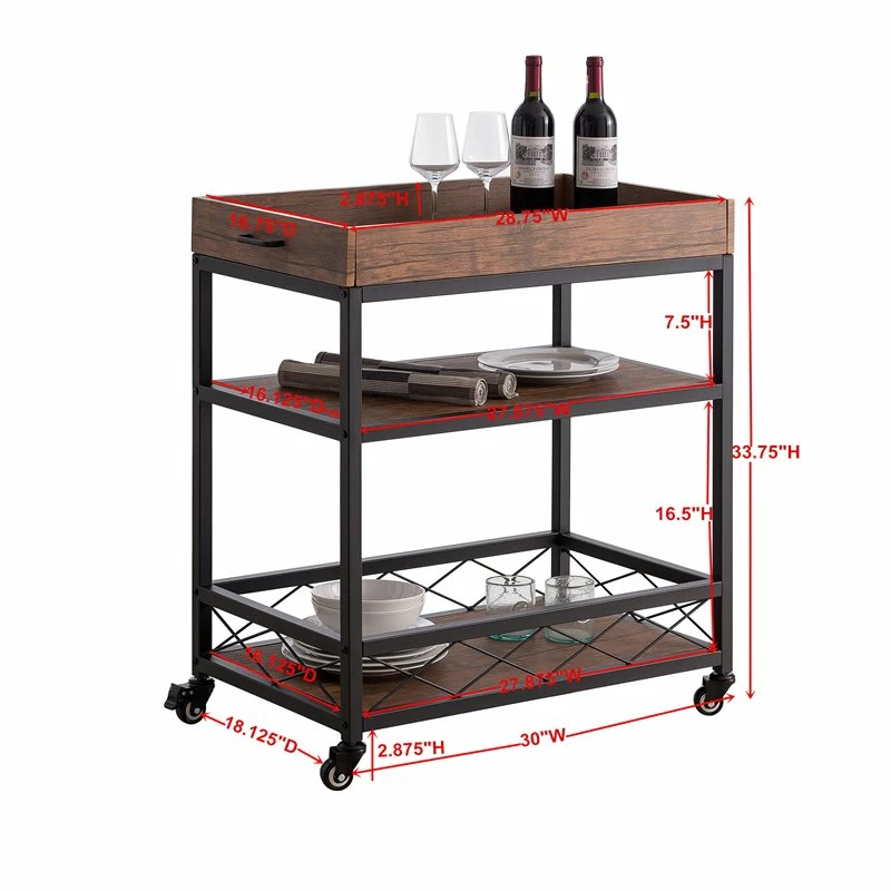 Best Sale ❤️ IN Room Furniture Designs Traditional Metal Serving Cart In Black/Walnut ✔️ 8 Best Sale ❤️ IN Room Furniture Designs Traditional Metal Serving Cart In Black/Walnut ✔️ - Image 8