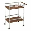 New 👍 IN Room Furniture Designs Contemporary Metal Serving Cart In Chrome/Oak 🎁