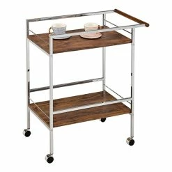 New π IN Room Furniture Designs Contemporary Metal Serving Cart In Chrome/Oak π