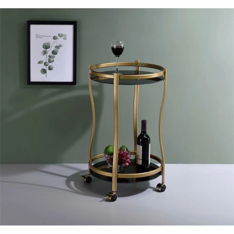 Budget π IN Room Furniture Designs Contemporary Metal Serving Cart In Gold/Black π 2 Budget π IN Room Furniture Designs Contemporary Metal Serving Cart In Gold/Black π - Image 2