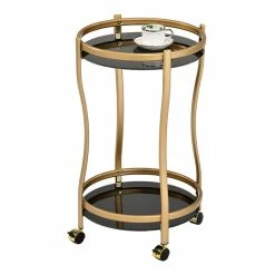 Budget π IN Room Furniture Designs Contemporary Metal Serving Cart In Gold/Black π