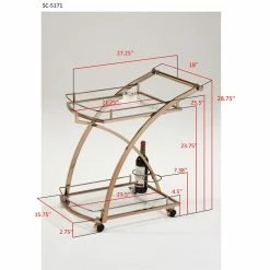 Budget π IN Room Furniture Designs Contemporary Metal Serving Cart In Gold/Clear π 5 Budget π IN Room Furniture Designs Contemporary Metal Serving Cart In Gold/Clear π -Guest Chairs Sales 2599965 2 L