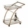 Budget 👏 IN Room Furniture Designs Contemporary Metal Serving Cart In Gold/Clear 🌟
