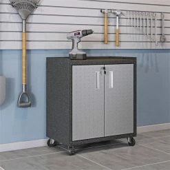 Budget ✔️ Pemberly Row Metal 2 Door Mobile Garage Cabinet In Gray Finish 🥰 -Guest Chairs Sales 2601677 10 L