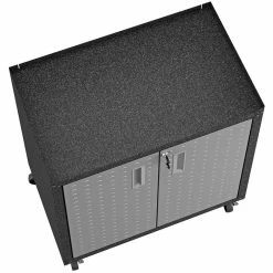 Budget ✔️ Pemberly Row Metal 2 Door Mobile Garage Cabinet In Gray Finish 🥰 -Guest Chairs Sales 2601677 15 L